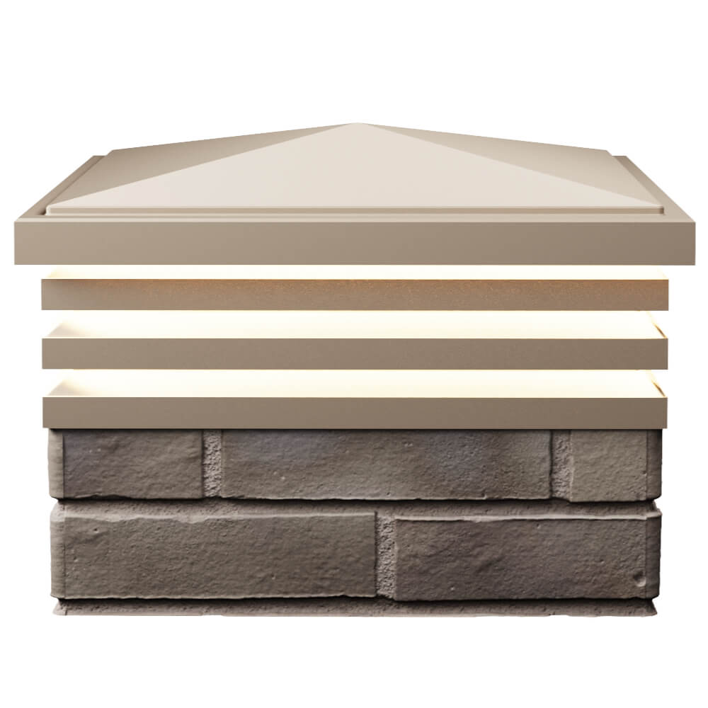 Колпак Zking Бона ХайТек Бежевый на столб 1.5х1.5 кирпича (385х385мм) с подсветкой в Коврове фото