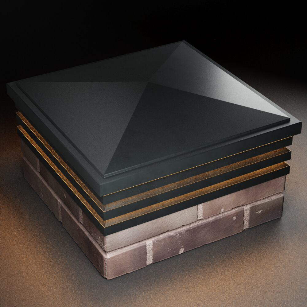 Колпак Zking Бона ХайТек Черный на столб 2х2 кирпича (513х513мм) с подсветкой в Коврове фото