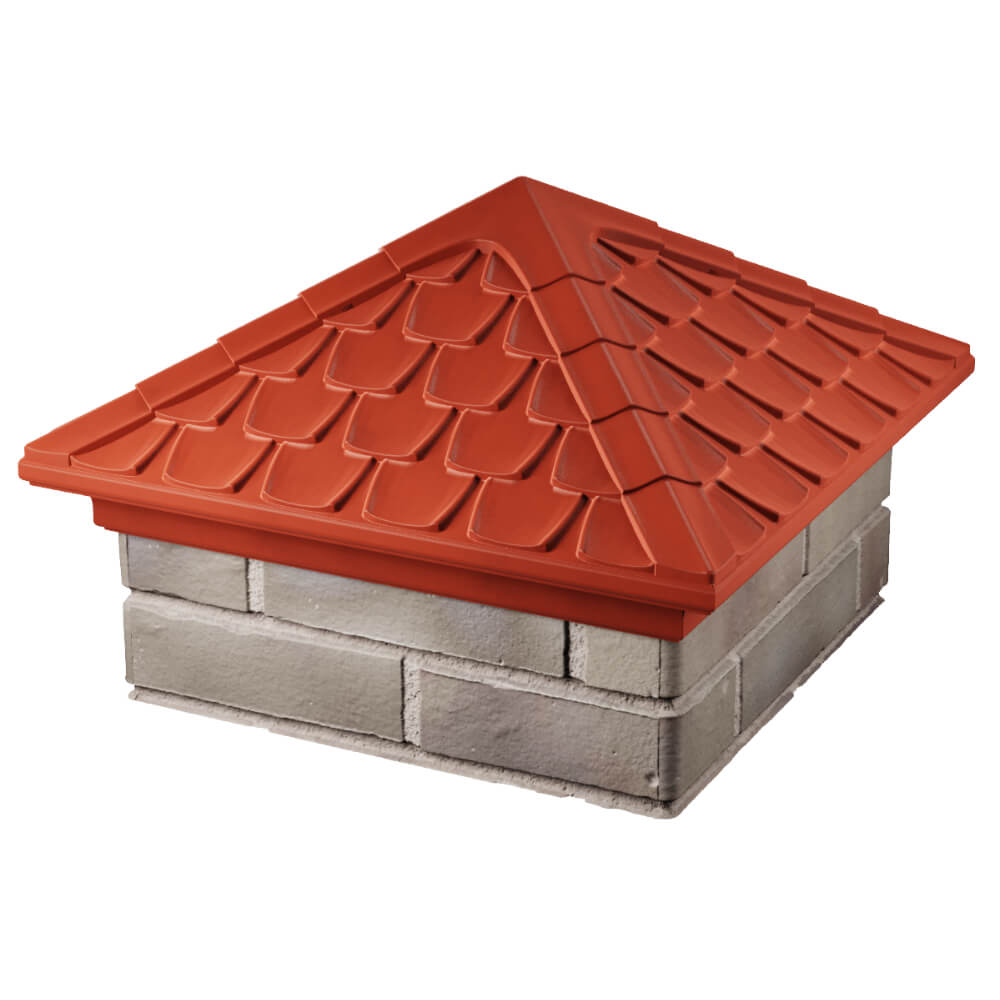 Колпак Zking Эльбрус Красный на столб 1.5х1.5 кирпича (385х385мм) в Коврове фото