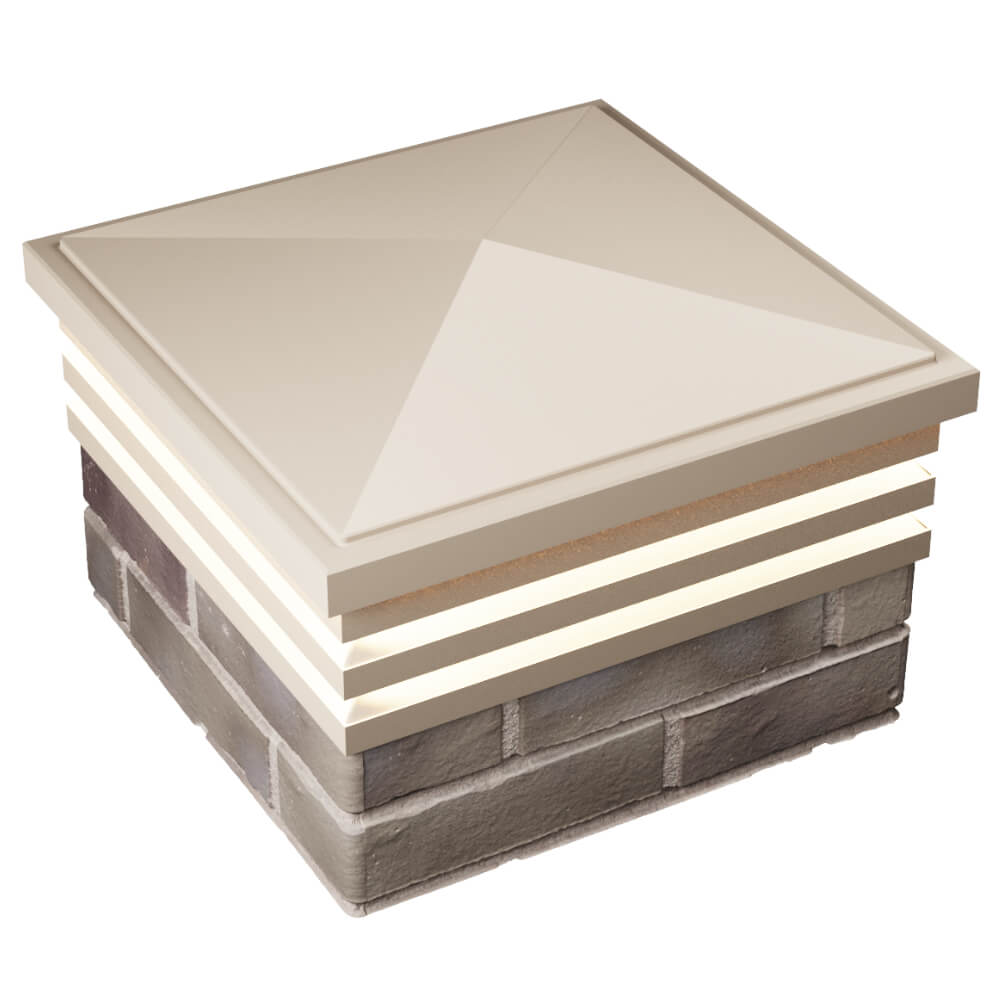 Колпак Zking Бона ХайТек Бежевый на столб 1.5х1.5 кирпича (385х385мм) с подсветкой в Коврове фото