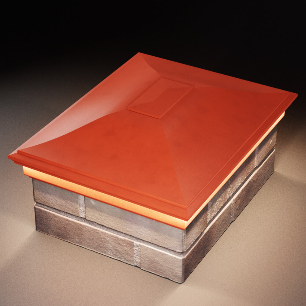 Колпак Zking Монблан Красный на столб 2х1.5 кирпича (515х385мм) c подсветкой в Коврове фото