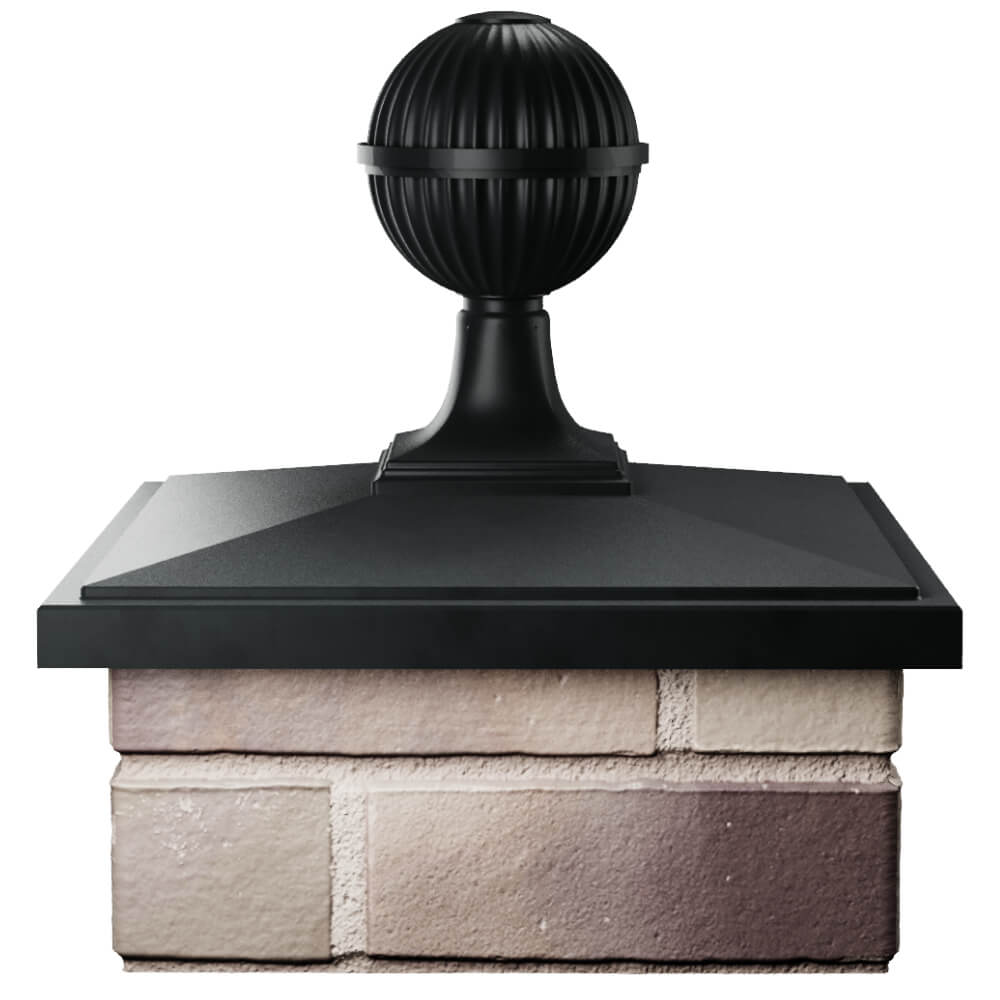 Колпак Zking БонаМоно Черный с шаром на столб 1.5х1.5 кирпича (385х385, 400х400мм) в сборе Ковров фото