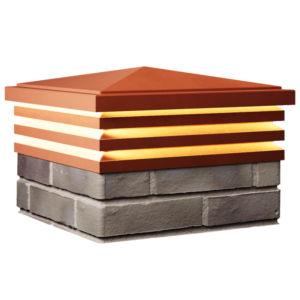 Колпак Zking Бона ХайТек Красный на столб 1.5х1.5 кирпича (385х385мм) с подсветкой в Коврове фото