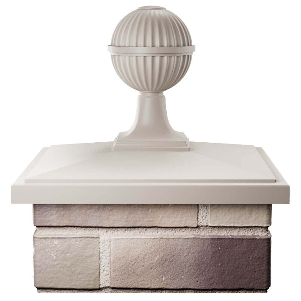 Колпак Zking БонаМоно Бежевый с шаром на столб 1.5х1.5 кирпича (385х385, 400х400мм) в сборе Ковров фото