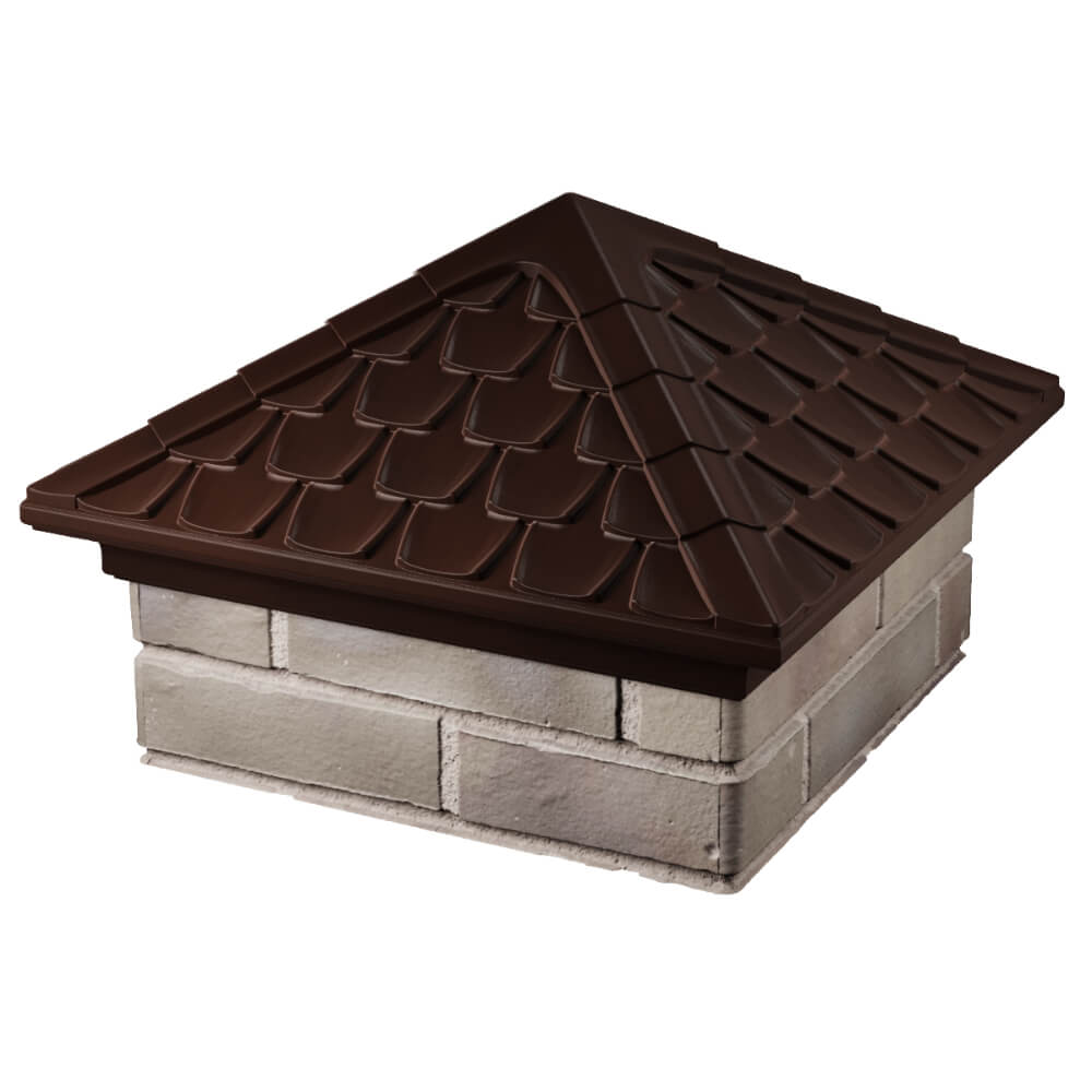 Колпак Zking Эльбрус Коричневый на столб 1.5х1.5 кирпича (385х385мм) в Коврове фото