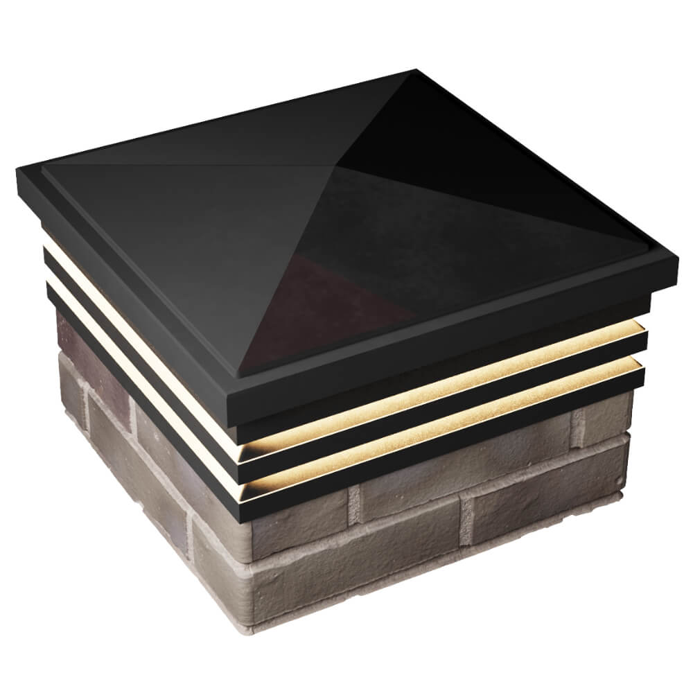 Колпак Zking Бона ХайТек Черный на столб 1.5х1.5 кирпича (385х385мм) с подсветкой в Коврове фото