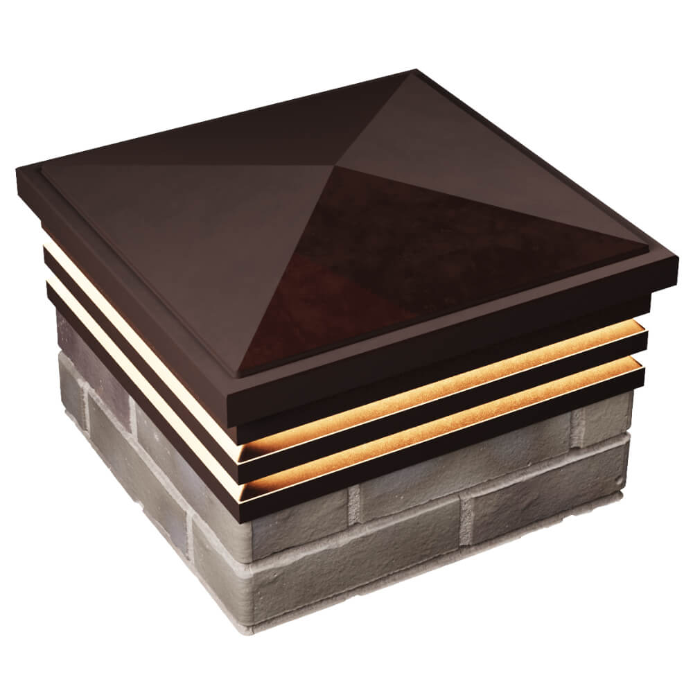 Колпак Zking Бона ХайТек Коричневый на столб 1.5х1.5 кирпича (385х385мм) с подсветкой в Коврове фото