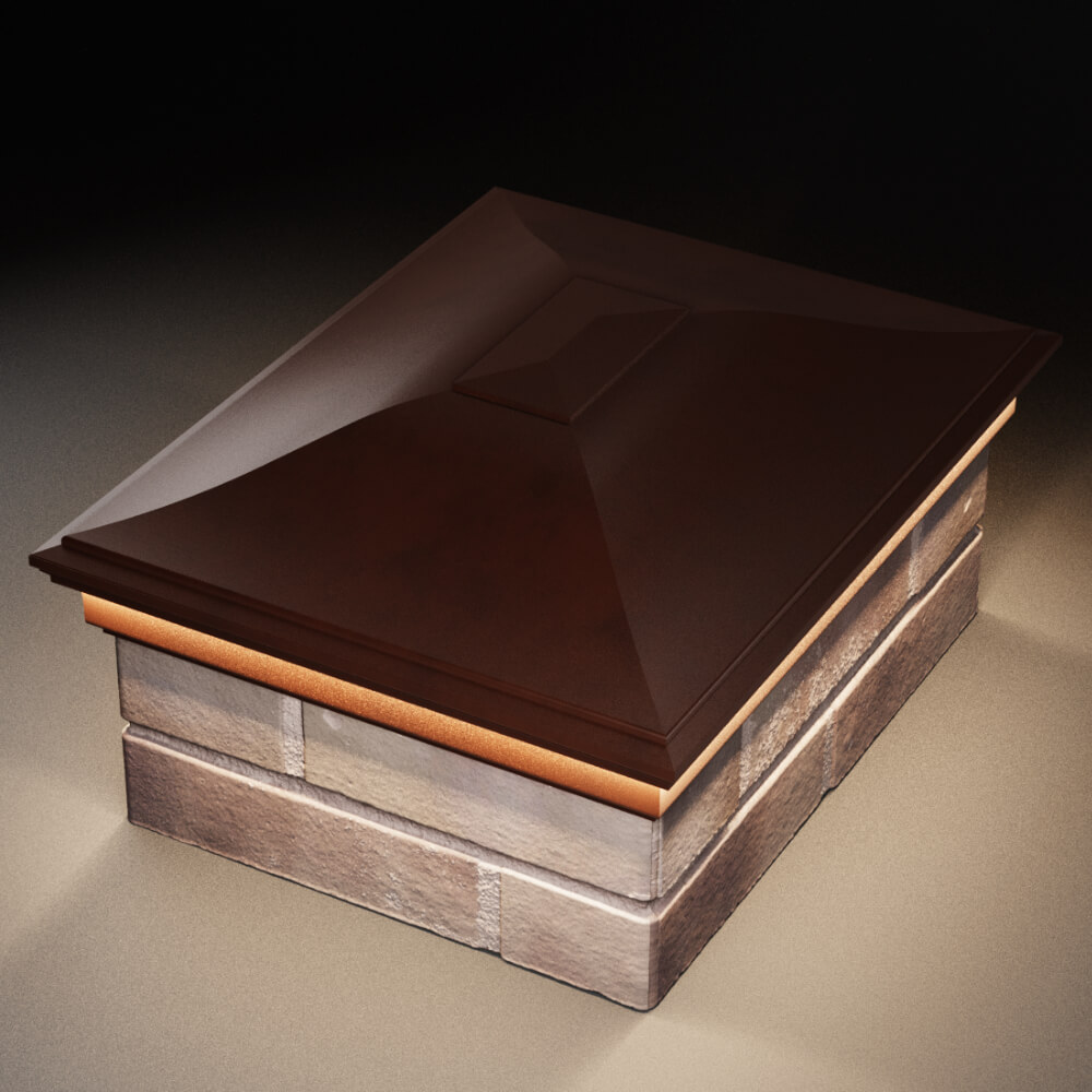 Колпак Zking Монблан Коричневый на столб 2х1.5 кирпича (515х385мм) c подсветкой в Коврове фото