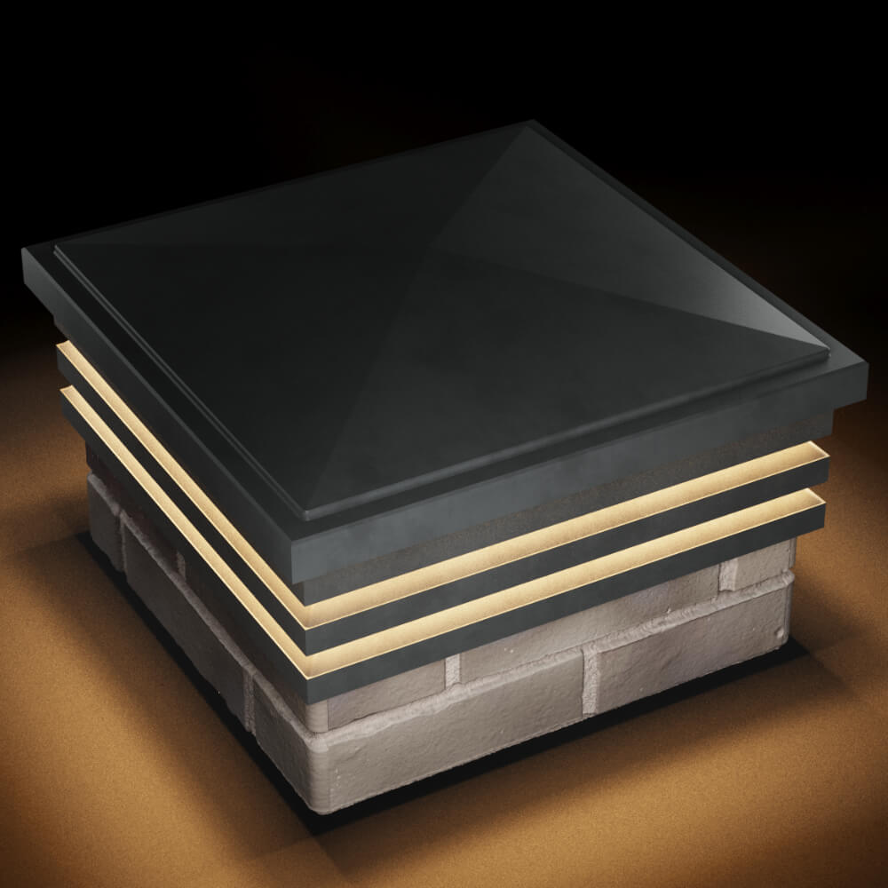 Колпак Zking Бона ХайТек Серый на столб 1.5х1.5 кирпича (385х385мм) с подсветкой в Коврове фото