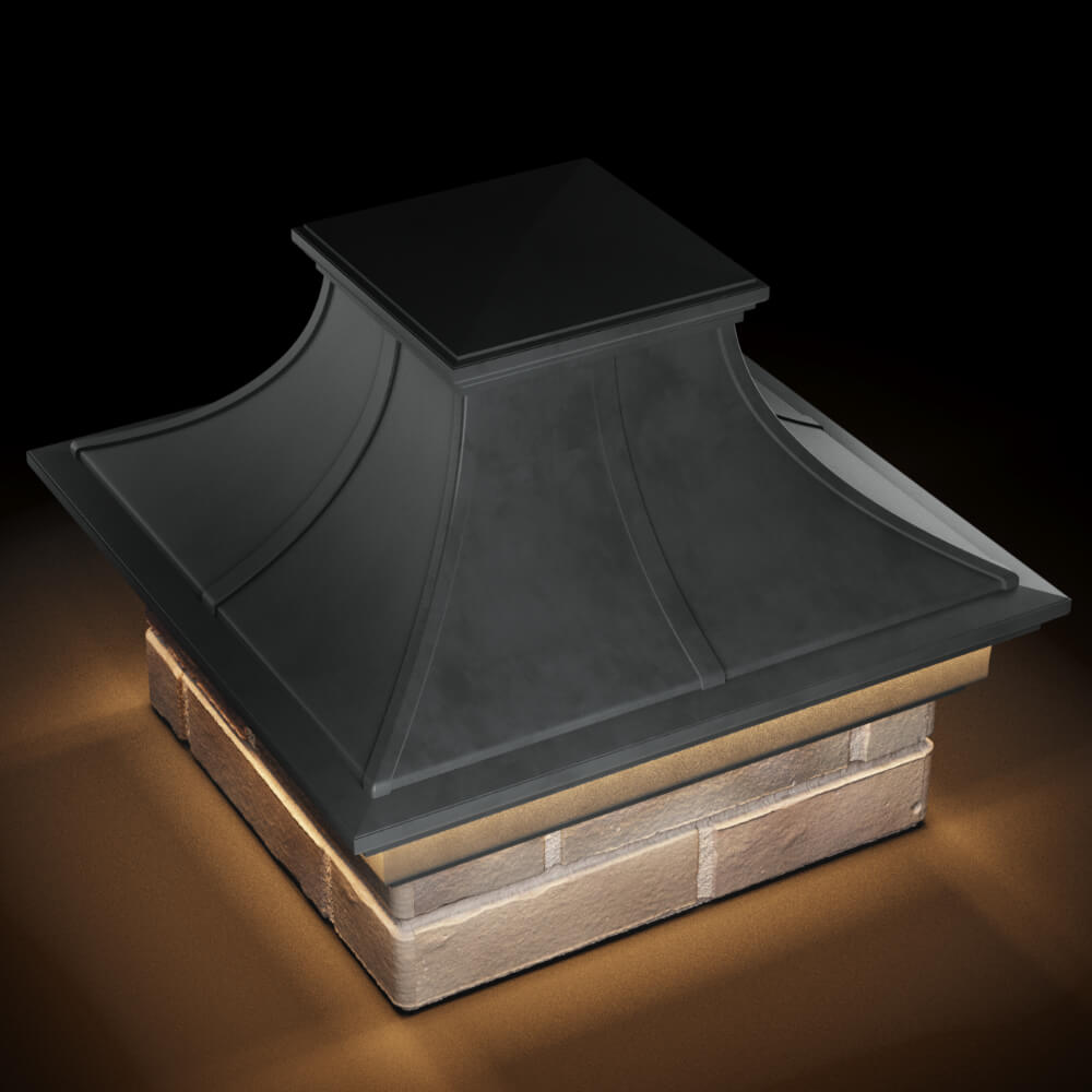 Колпак Zking Монблан Премиум Серый на столб 1.5х1.5 кирпича (385х385мм) с подсветкой в Коврове фото