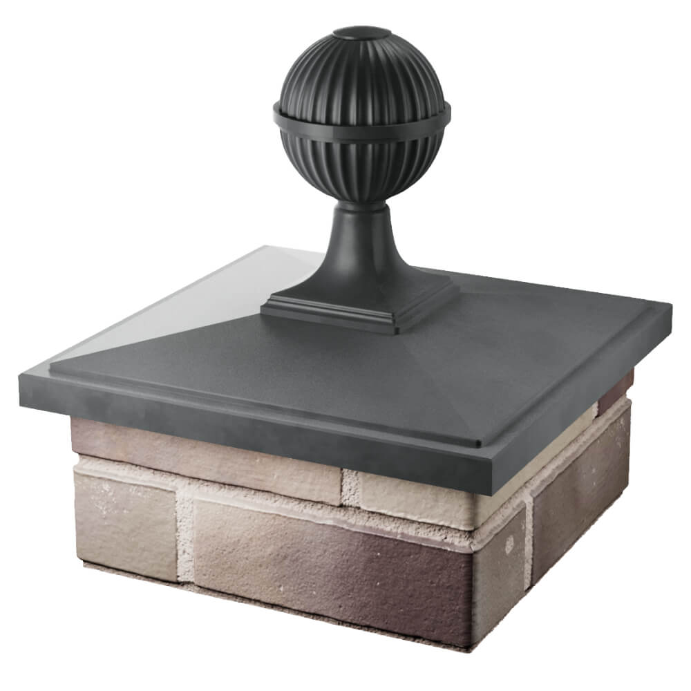 Колпак Zking БонаМоно Серый с шаром на столб 1.5х1.5 кирпича (385х385, 400х400мм) в сборе в Коврове фото