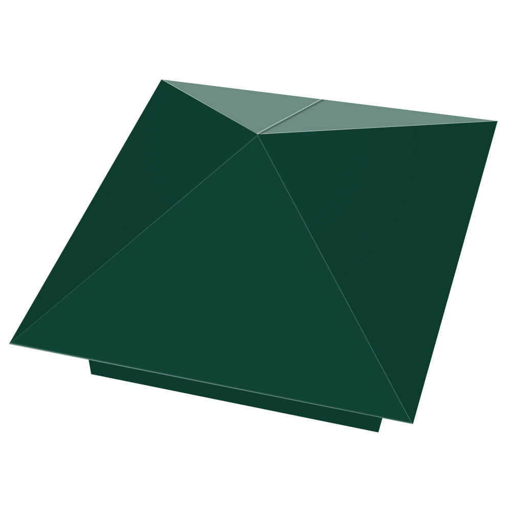 Колпак металлический 390х390мм RAL6005 Зеленый Мох заборный Ковров фото