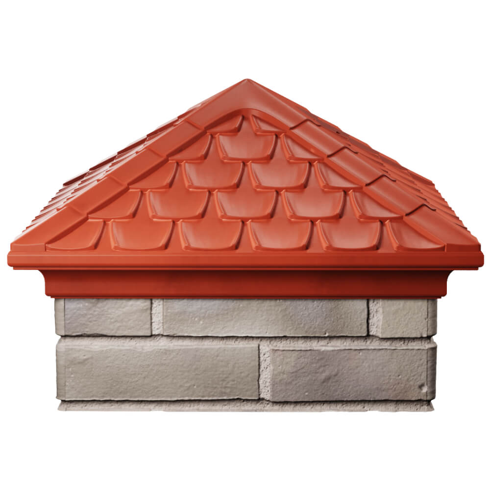 Колпак Zking Эльбрус Красный на столб 1.5х1.5 кирпича (385х385мм) Ковров фото