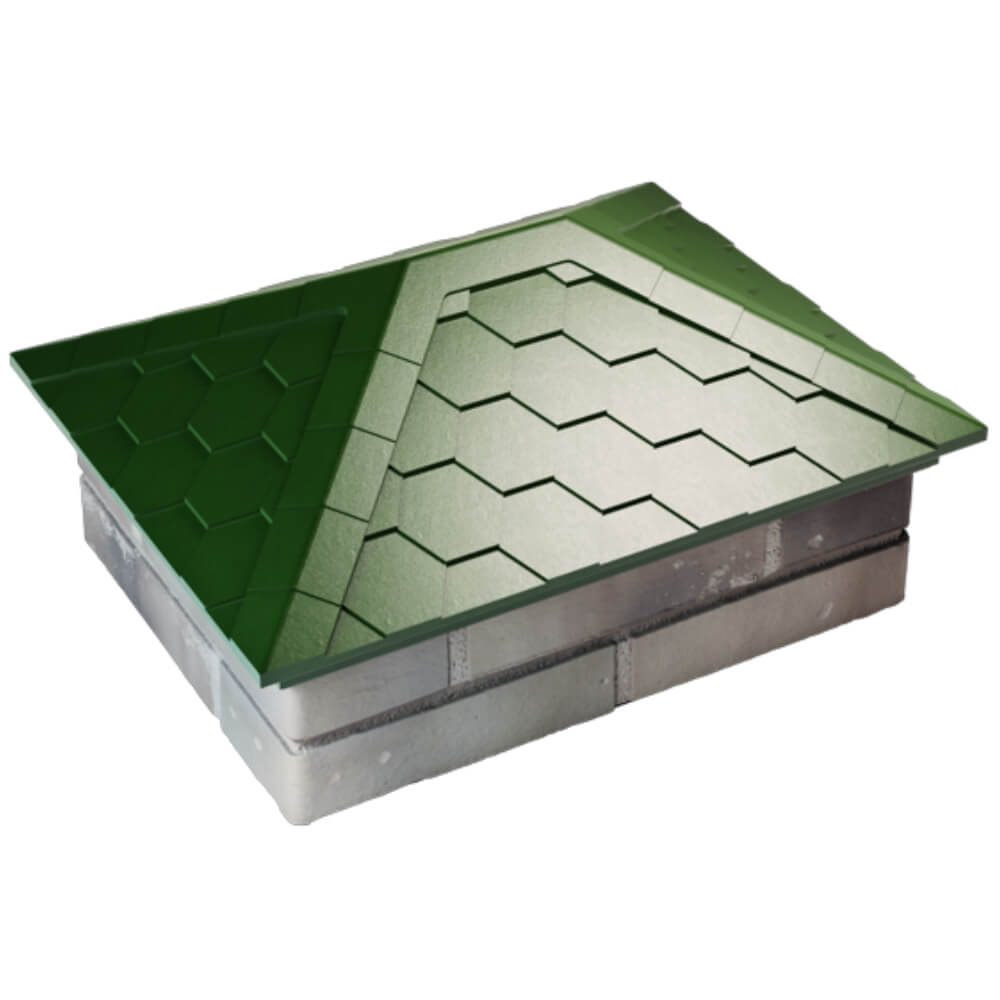 Колпак Zking Эверест Зеленый на столб 2х1.5 кирпича (520х390мм) Ковров фото