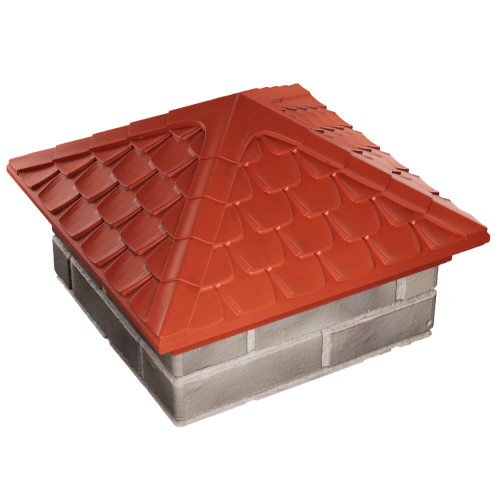 Колпак Zking Эльбрус Красный на столб 1.5х1.5 кирпича (385х385мм) в Коврове фото