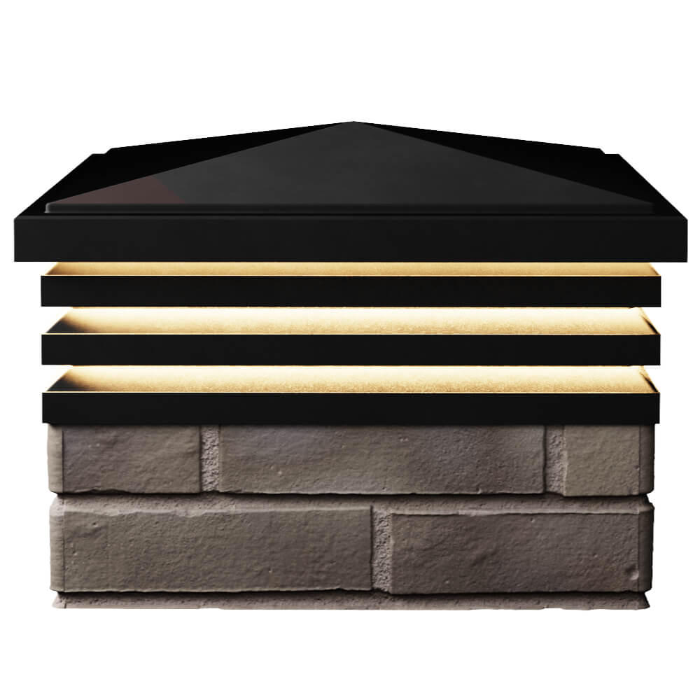 Колпак Zking Бона ХайТек Черный на столб 1.5х1.5 кирпича (385х385мм) с подсветкой в Коврове фото