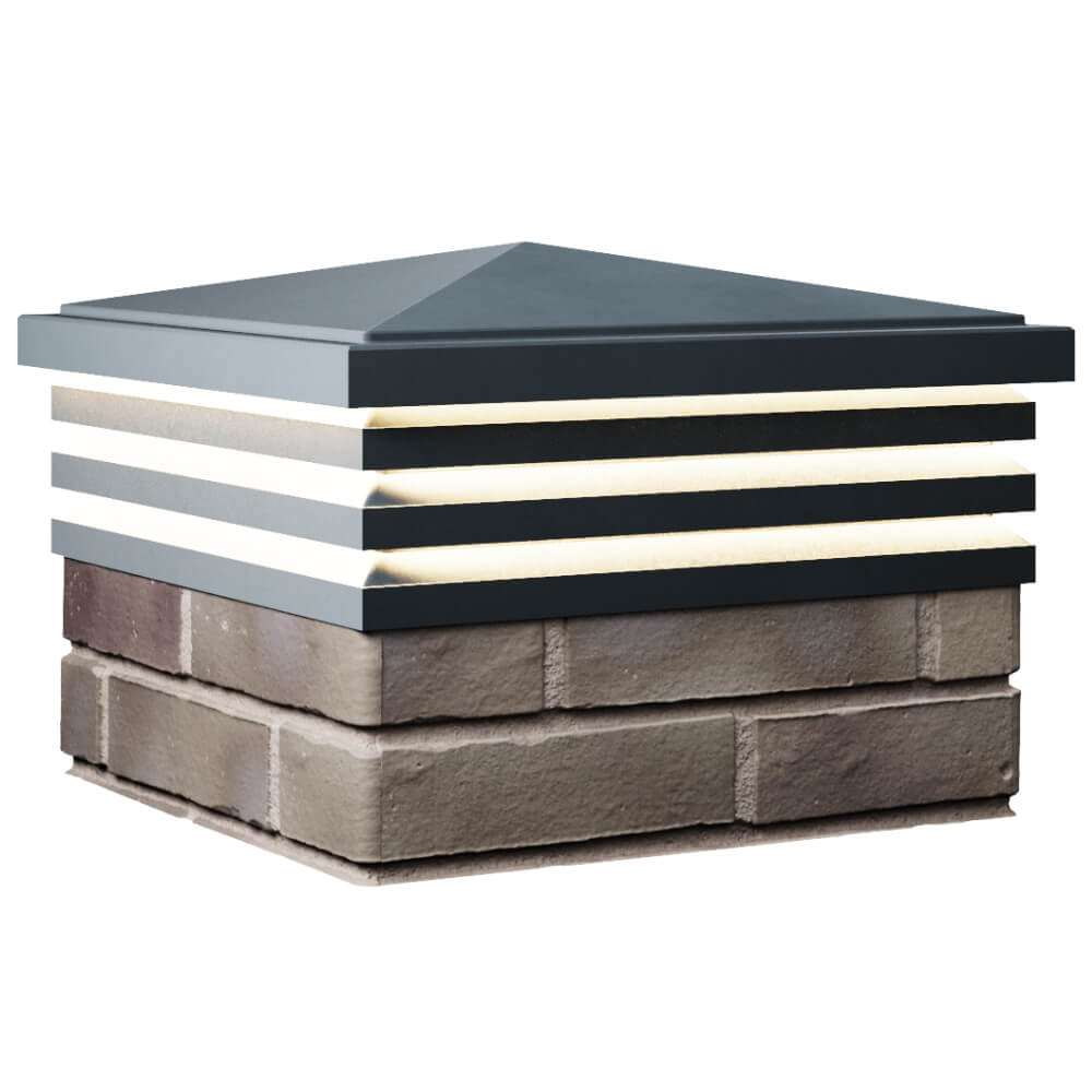 Колпак Zking Бона ХайТек Серый на столб 1.5х1.5 кирпича (385х385мм) с подсветкой в Коврове фото