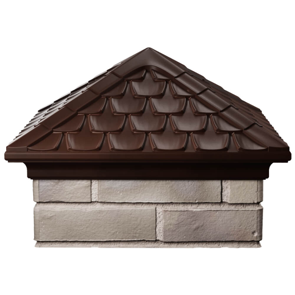 Колпак Zking Эльбрус Коричневый на столб 1.5х1.5 кирпича (385х385мм) Ковров фото