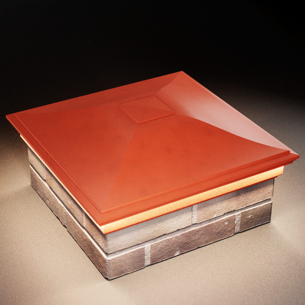 Колпак Zking Монблан Красный на столб 2х2 кирпича (515х515мм) c подсветкой в Коврове фото