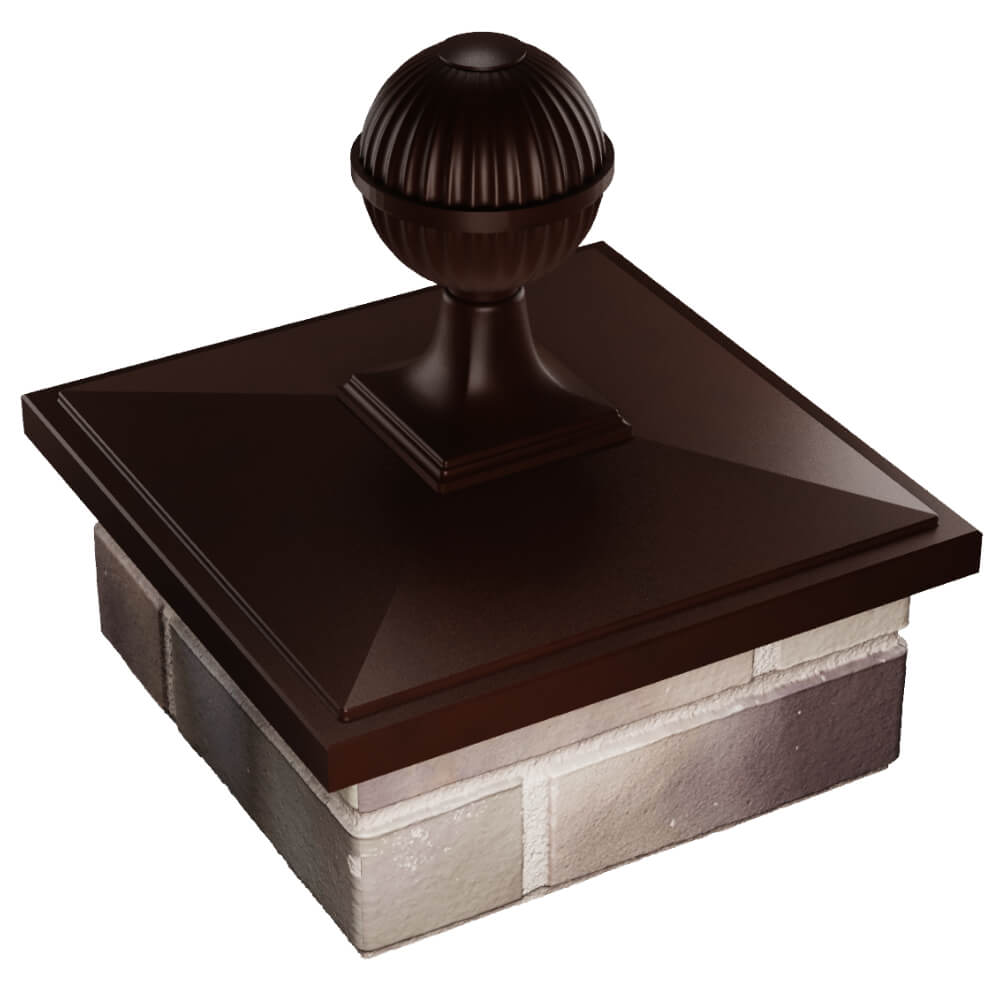 Колпак Zking БонаМоно Коричневый с шаром на столб 1.5х1.5 кирпича (385х385, 400х400мм) в сборе в Коврове фото