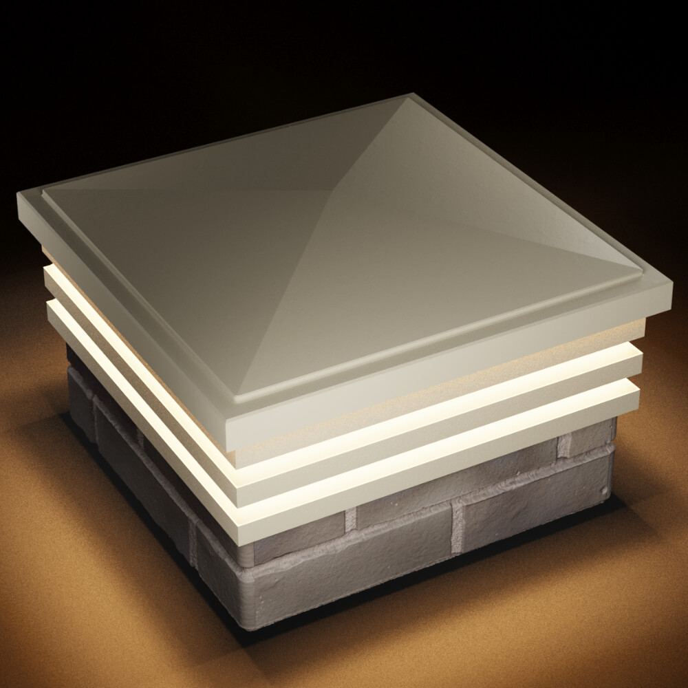 Колпак Zking Бона ХайТек Бежевый на столб 1.5х1.5 кирпича (385х385мм) с подсветкой в Коврове фото