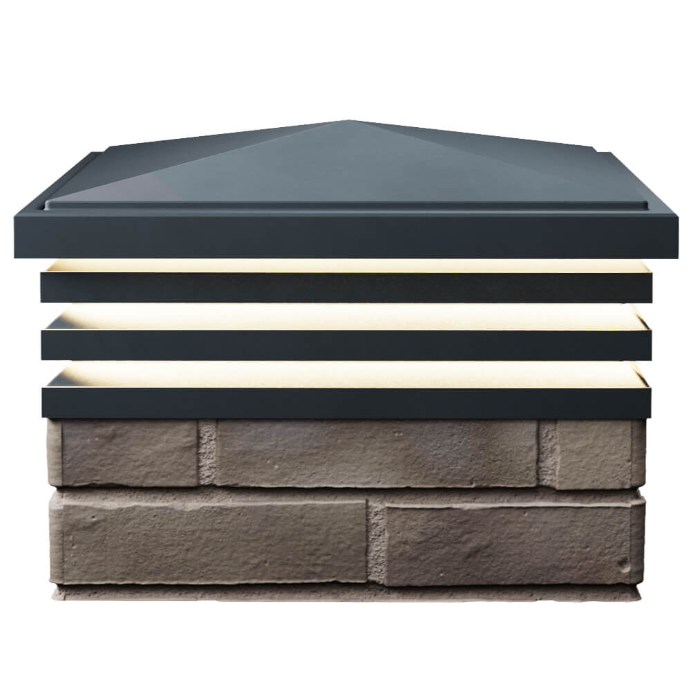 Колпак Zking Бона ХайТек Серый на столб 1.5х1.5 кирпича (385х385мм) с подсветкой в Коврове фото