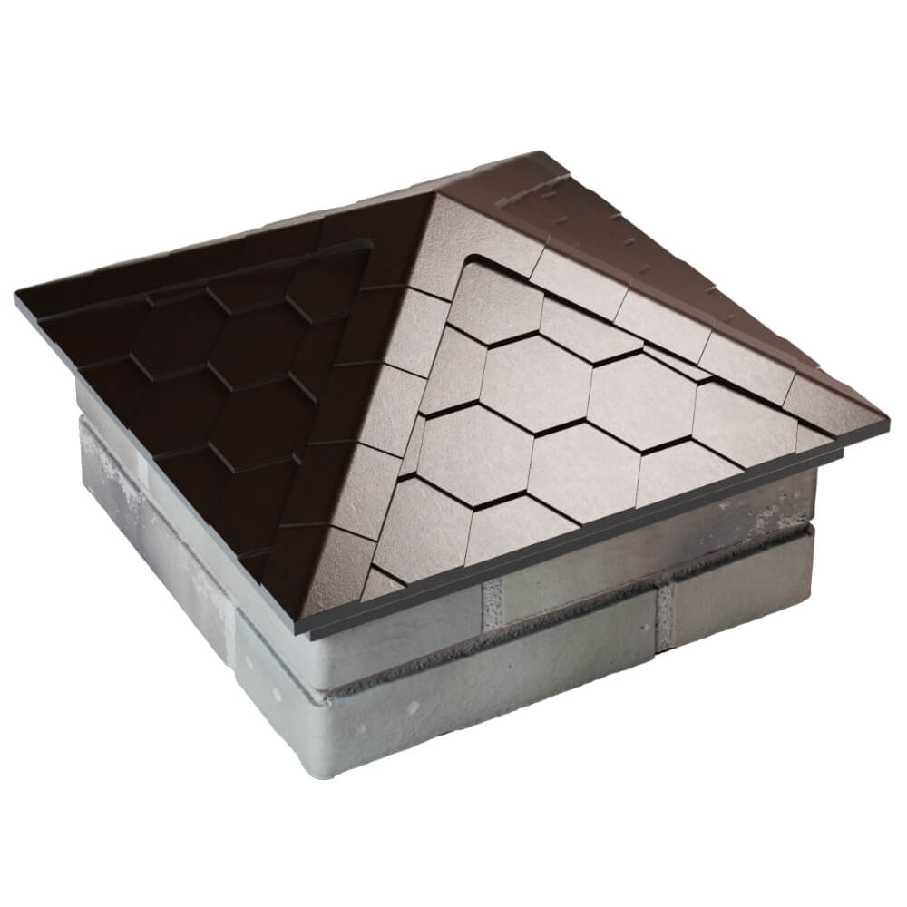 Колпак Zking Эверест Коричневый на столб 1.5х1.5 кирпича (390х390мм) в Коврове фото