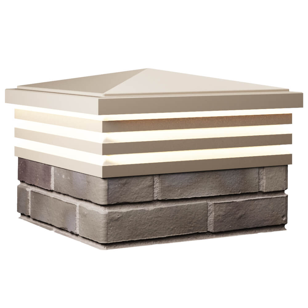 Колпак Zking Бона ХайТек Бежевый на столб 1.5х1.5 кирпича (385х385мм) с подсветкой в Коврове фото