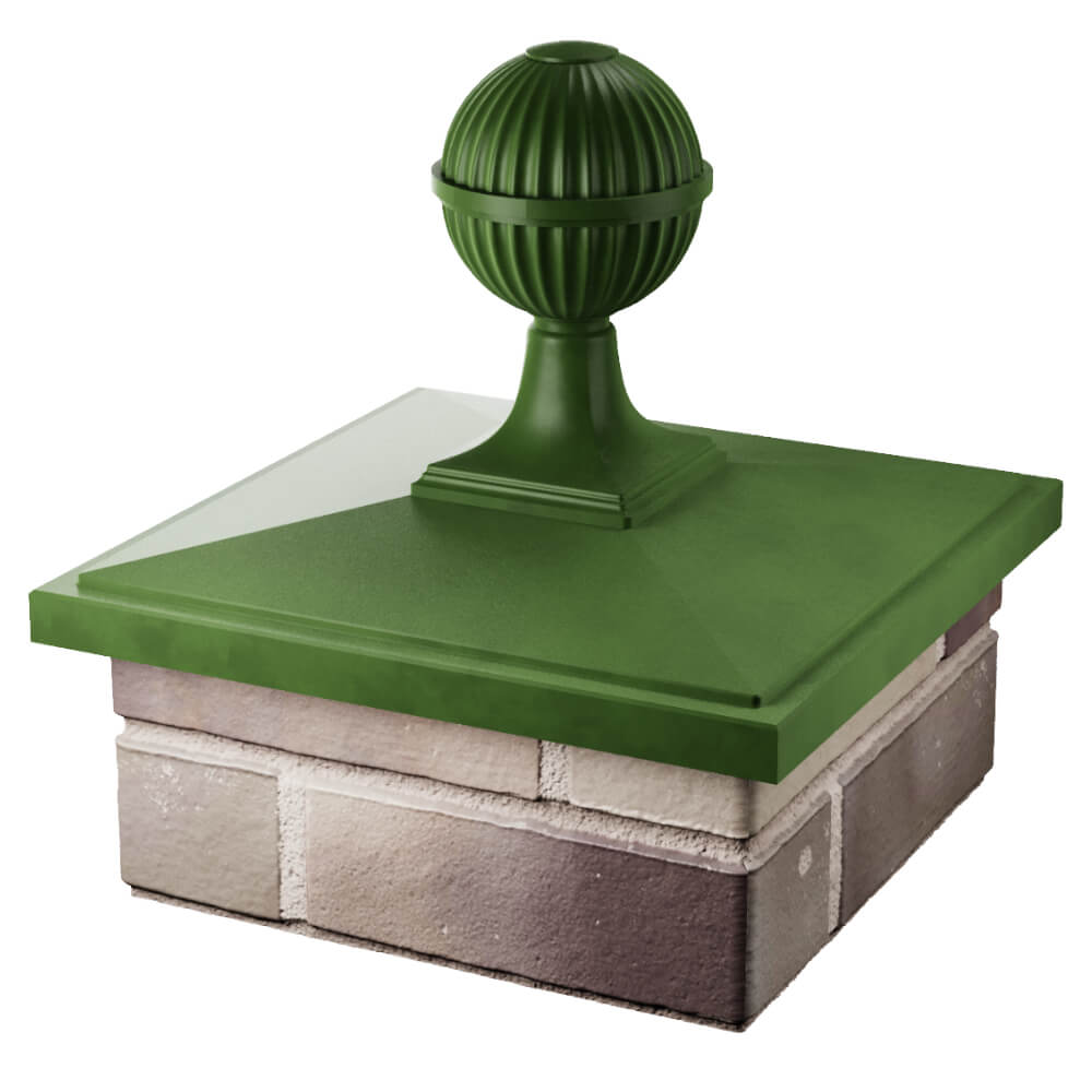 Колпак Zking БонаМоно Зеленый с шаром на столб 1.5х1.5 кирпича (385х385, 400х400мм) в сборе в Коврове фото