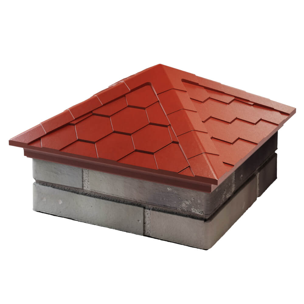 Колпак Zking Эверест Красный на столб 1.5х1.5 кирпича (390х390мм) в Коврове фото