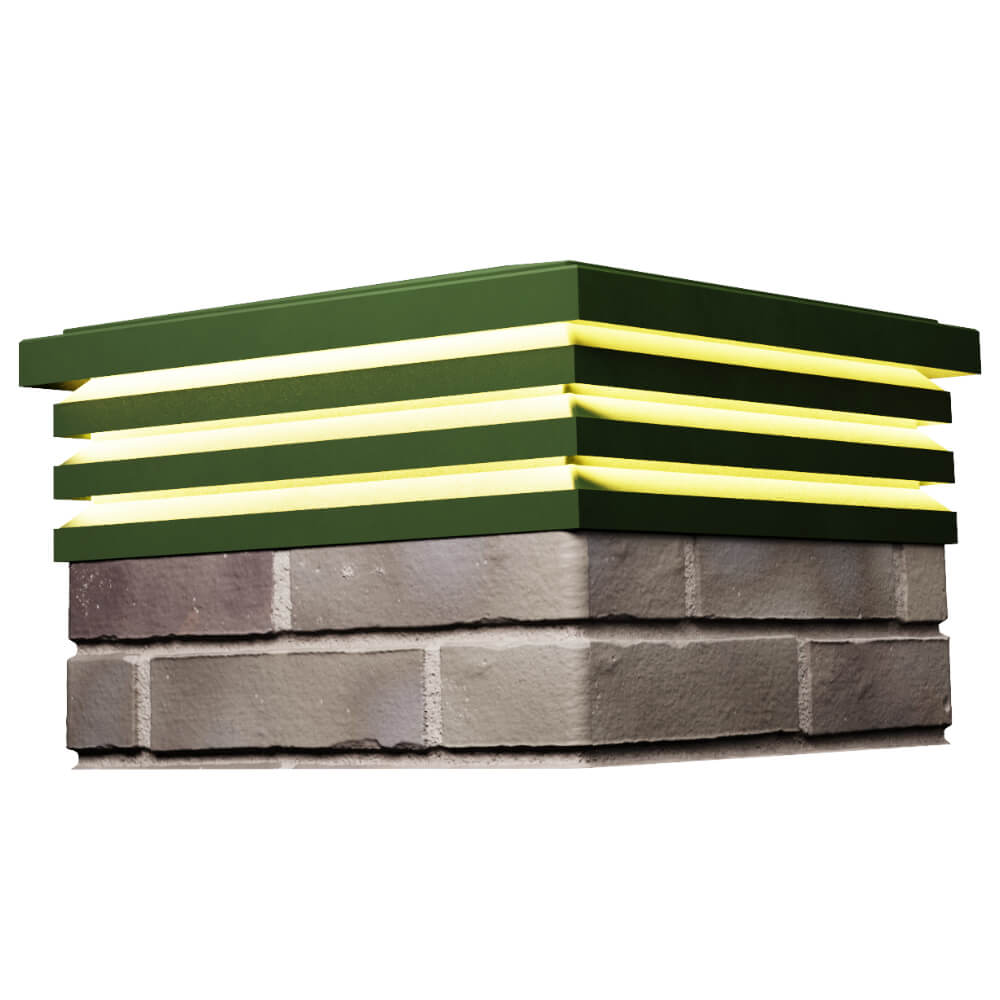 Колпак Zking Бона ХайТек Зеленый на столб 1.5х1.5 кирпича (385х385мм) с подсветкой в Коврове фото