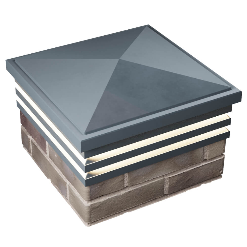 Колпак Zking Бона ХайТек Серый на столб 1.5х1.5 кирпича (385х385мм) с подсветкой в Коврове фото