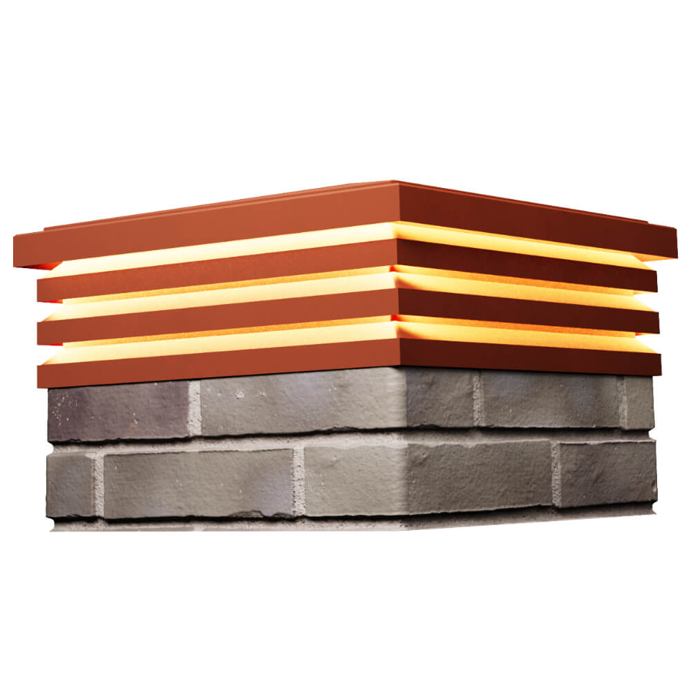 Колпак Zking Бона ХайТек Красный на столб 1.5х1.5 кирпича (385х385мм) с подсветкой в Коврове фото