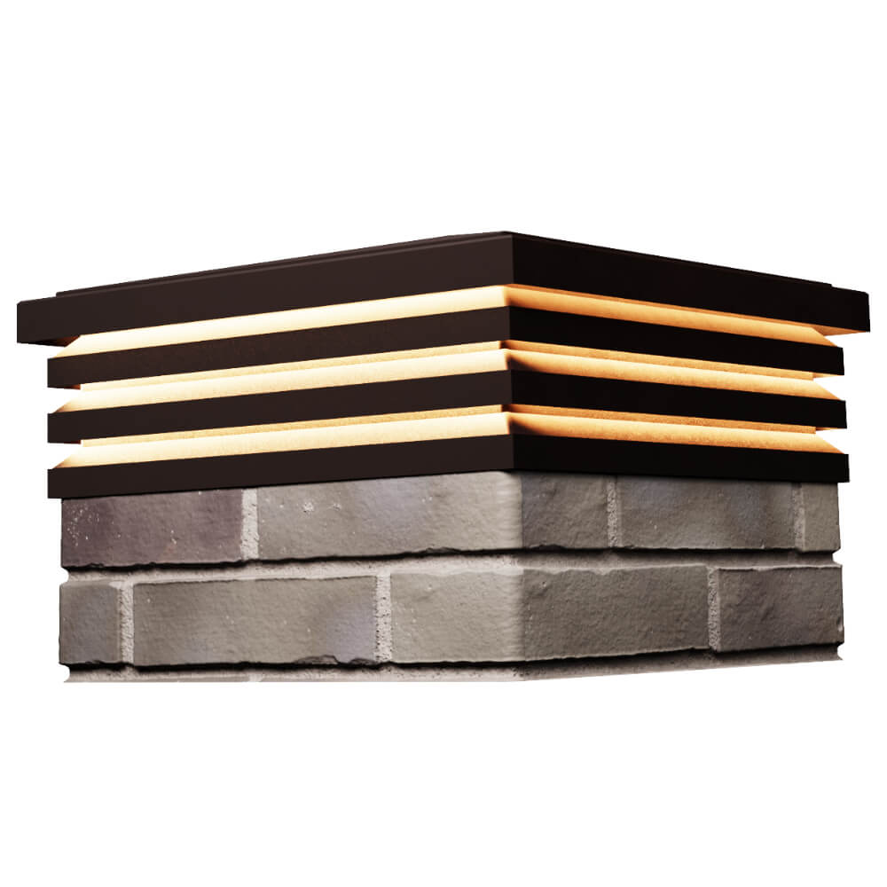 Колпак Zking Бона ХайТек Коричневый на столб 1.5х1.5 кирпича (385х385мм) с подсветкой в Коврове фото