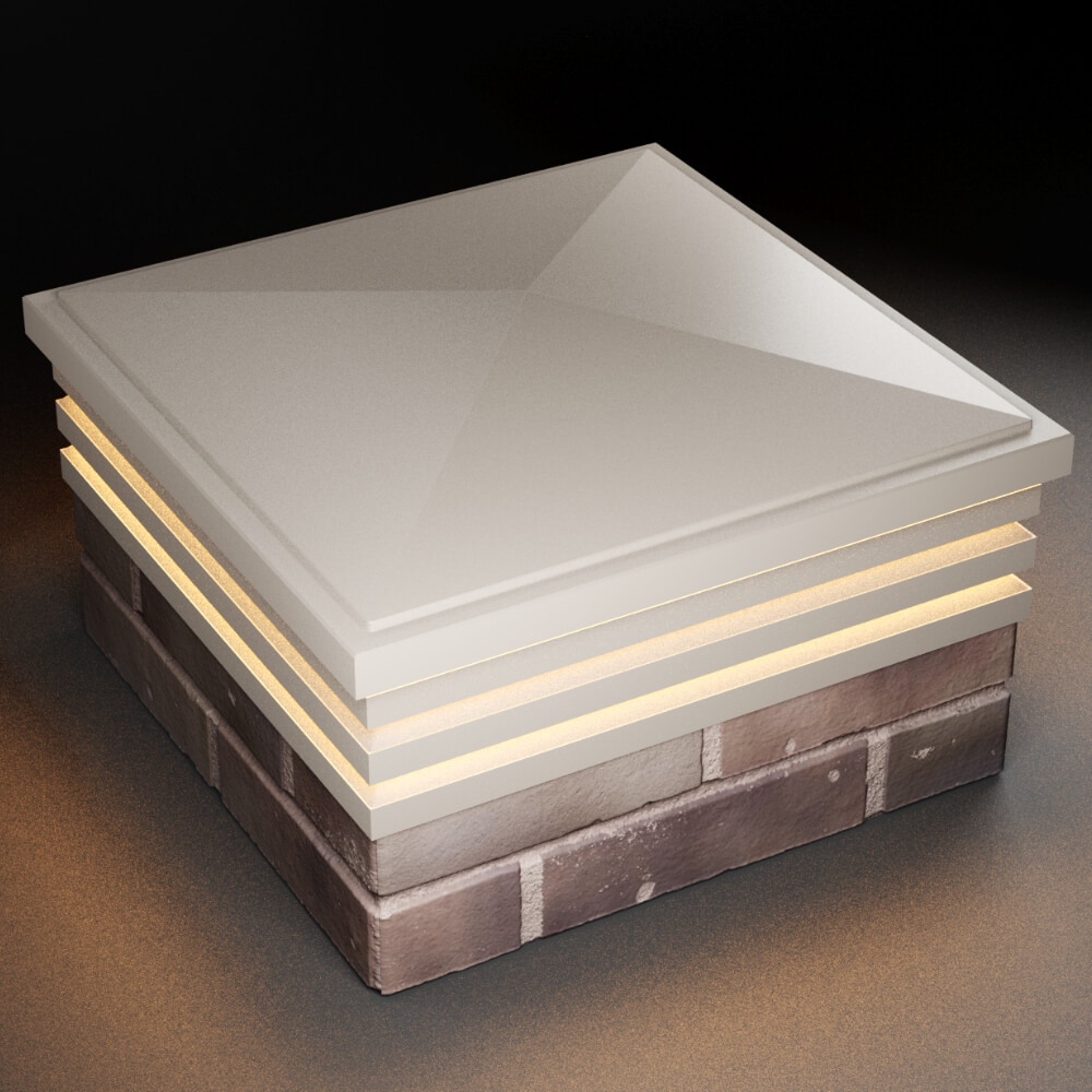 Колпак Zking Бона ХайТек Бежевый на столб 2х2 кирпича (513х513мм) с подсветкой в Коврове фото