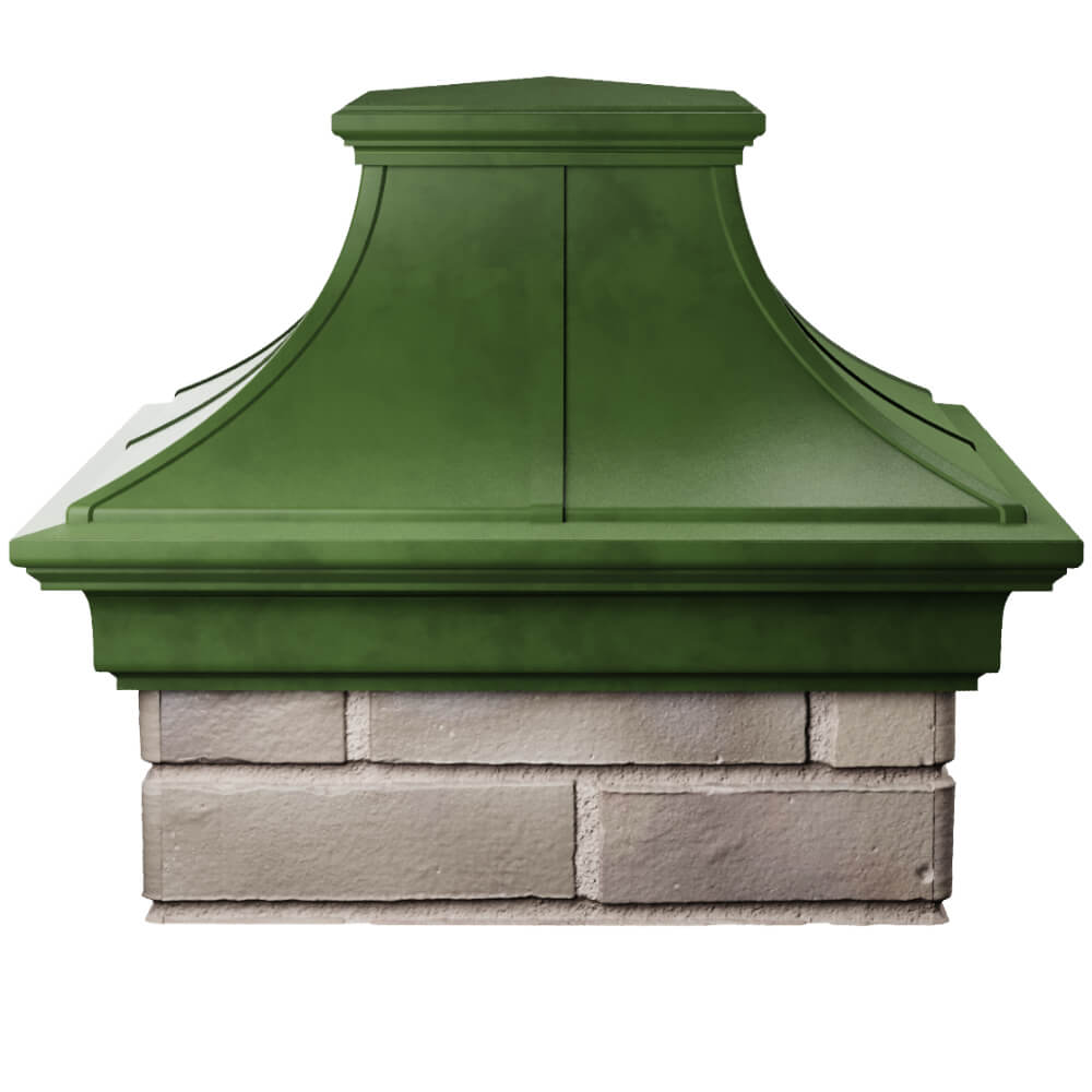Колпак Zking Монблан Премиум Зеленый на столб 1.5х1.5 кирпича (385х385мм) Ковров фото