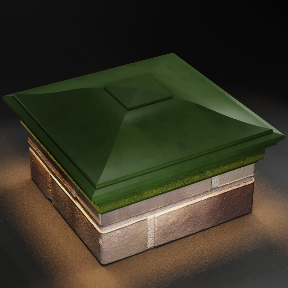 Колпак Zking Монблан Зеленый на столб 1.5х1.5 кирпича (385х385мм) с подсветкой в Коврове фото