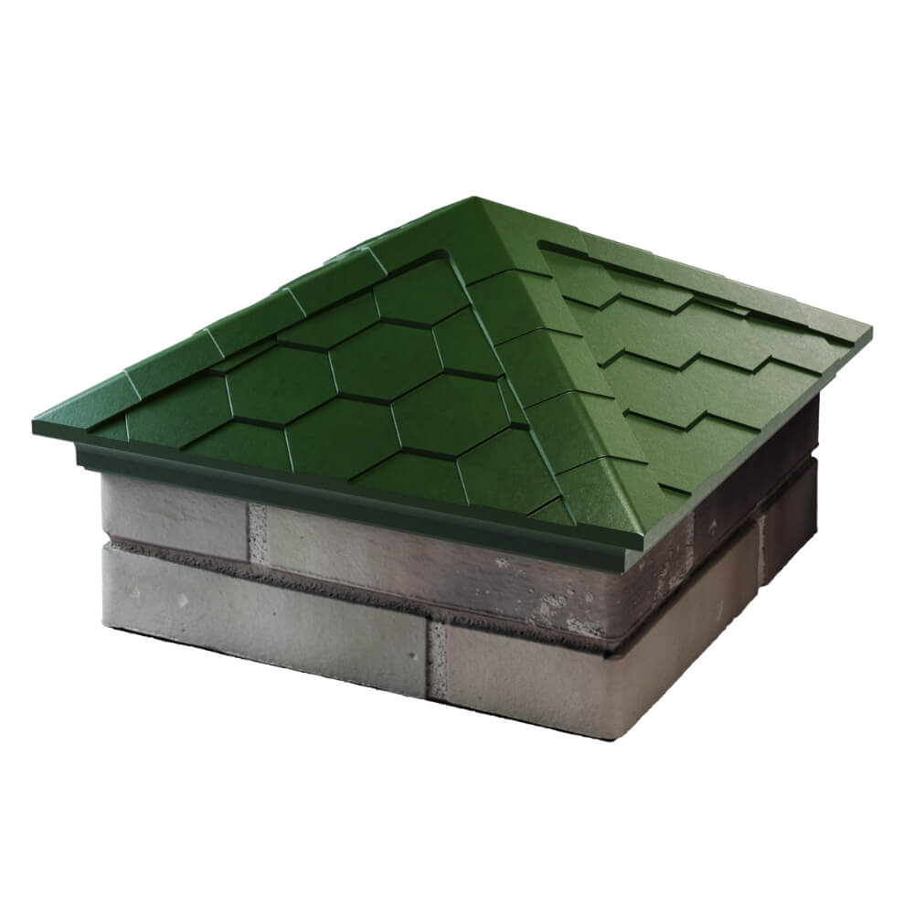 Колпак Zking Эверест Зеленый на столб 1.5х1.5 кирпича (390х390мм) в Коврове фото