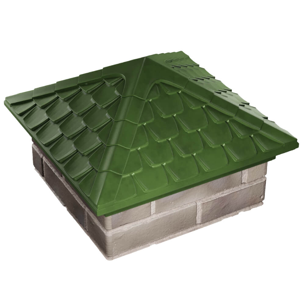 Колпак Zking Эльбрус Зеленый на столб 1.5х1.5 кирпича (385х385мм) в Коврове фото