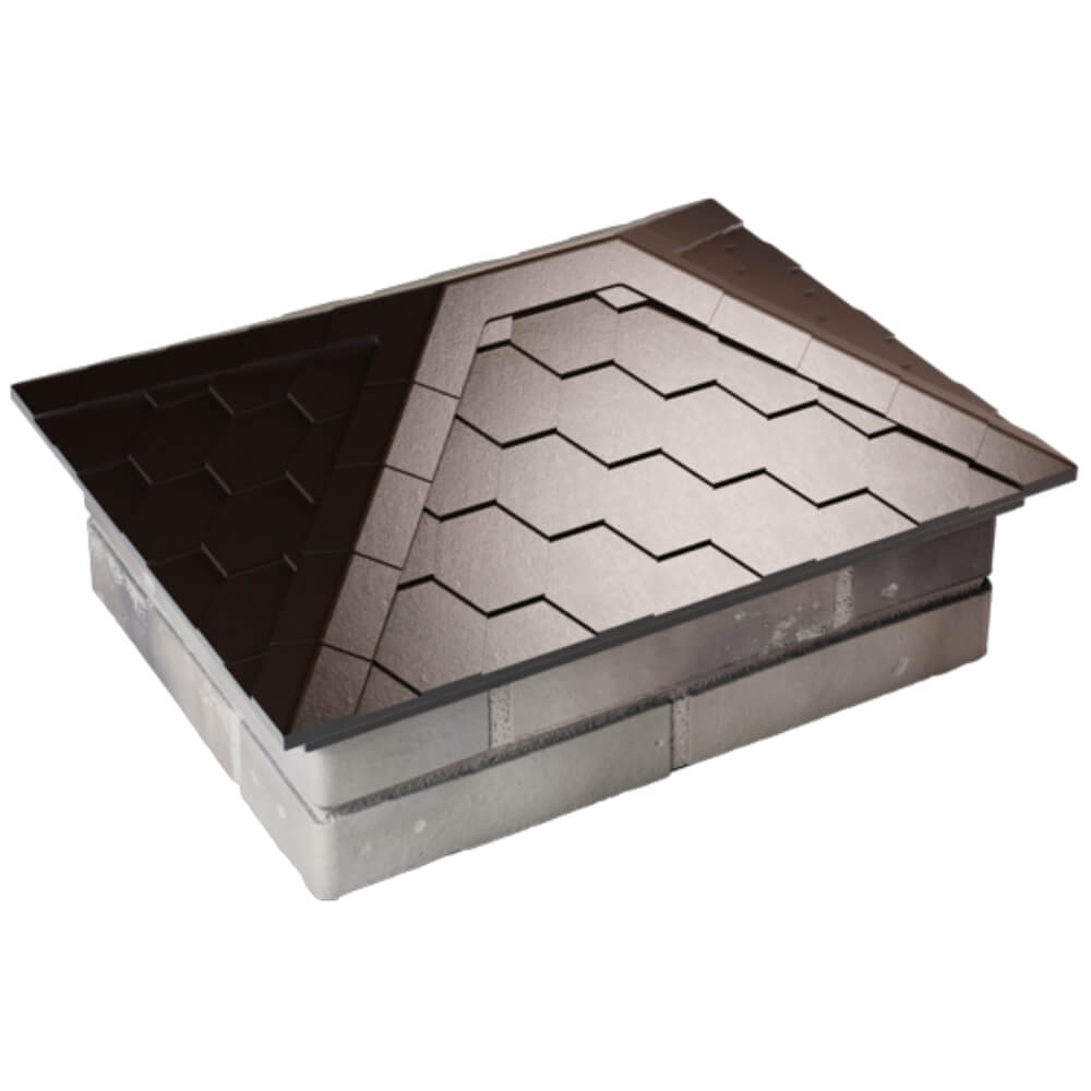 Колпак Zking Эверест Коричневый на столб 2х1.5 кирпича (520х390мм) Ковров фото