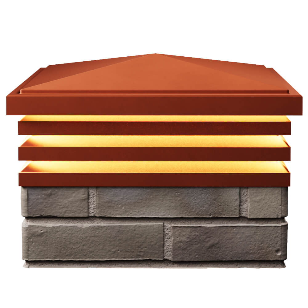 Колпак Zking Бона ХайТек Красный на столб 1.5х1.5 кирпича (385х385мм) с подсветкой в Коврове фото