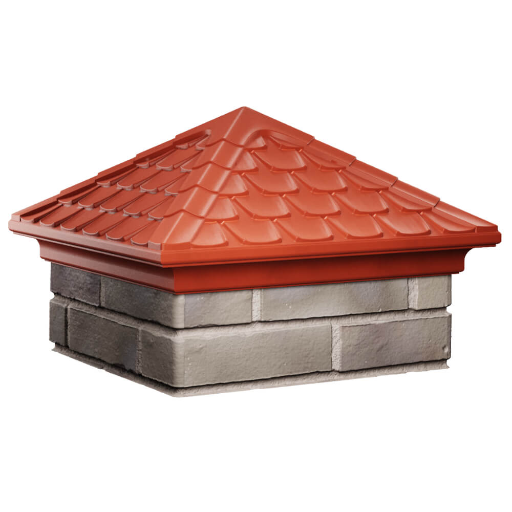 Колпак Zking Эльбрус Красный на столб 1.5х1.5 кирпича (385х385мм) в Коврове фото