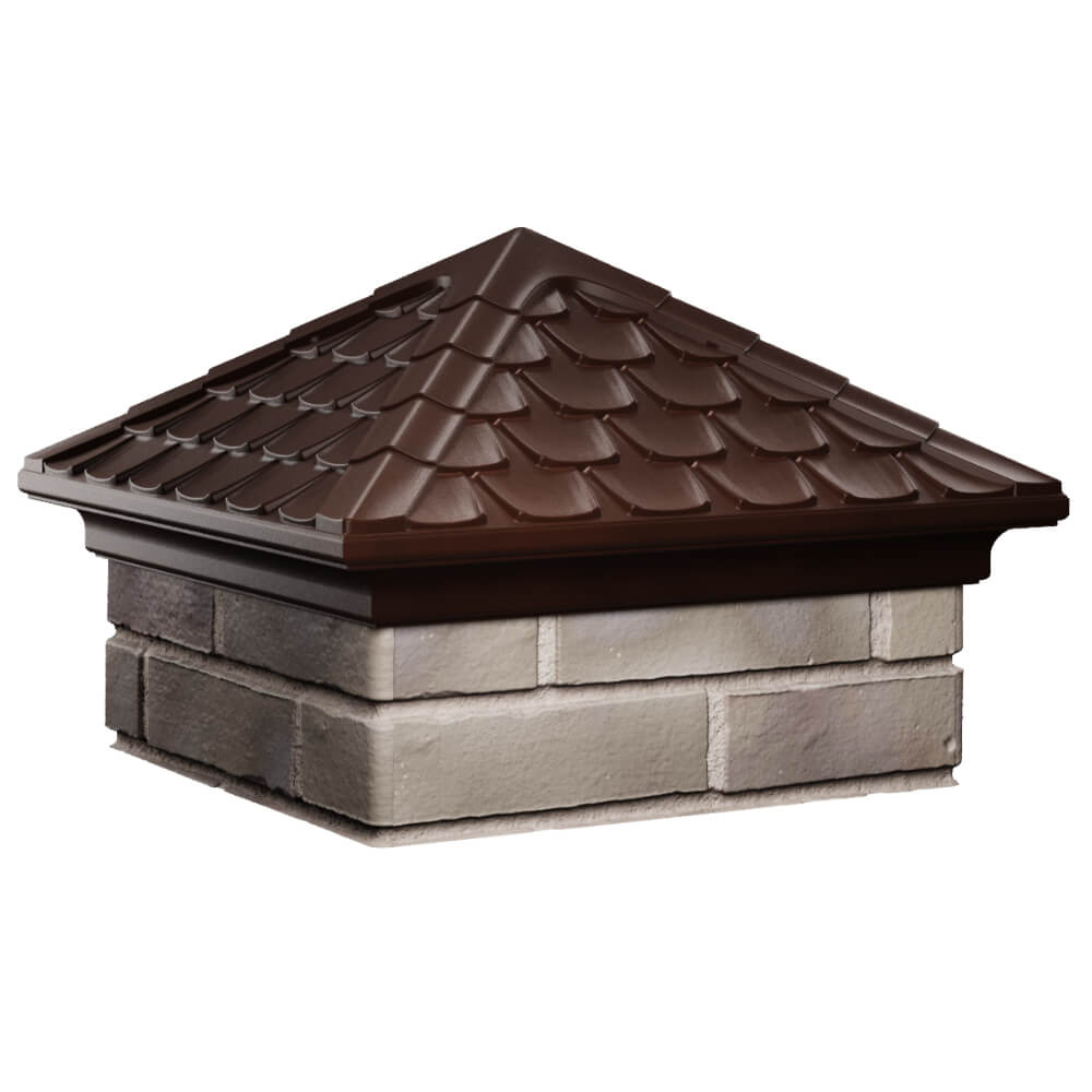 Колпак Zking Эльбрус Коричневый на столб 1.5х1.5 кирпича (385х385мм) в Коврове фото