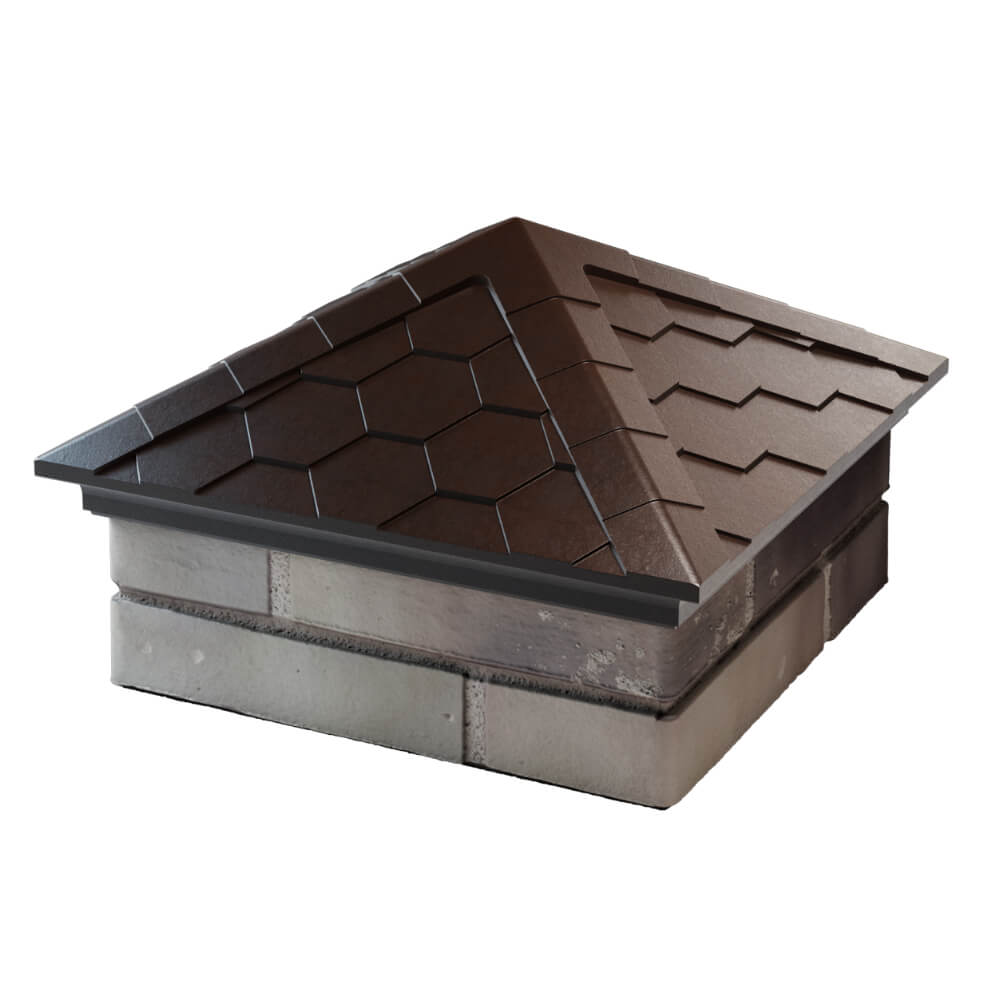 Колпак Zking Эверест Коричневый на столб 1.5х1.5 кирпича (390х390мм) в Коврове фото